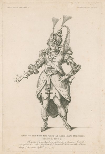 Lord Hays Evliliğinde Dokuz Masquers Elbisesi, 6 Ocak 1606-7 by English School