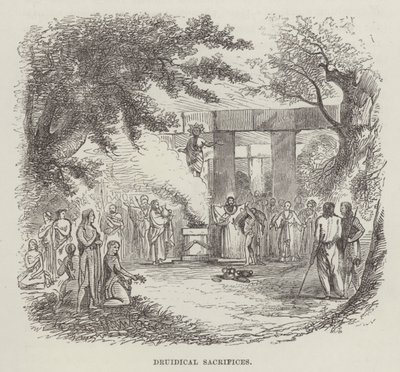 Druidik kurbanlar (gravür) by English School