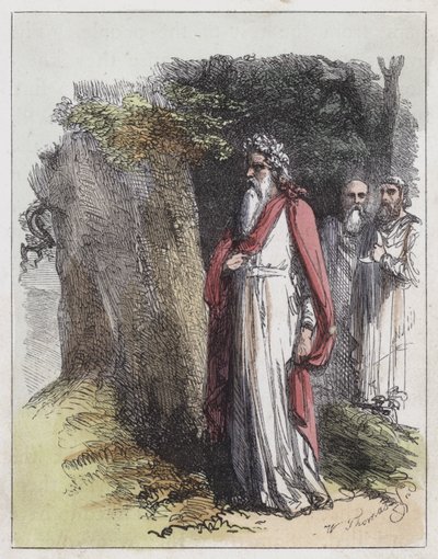 Druidler (renkli gravür) by English School