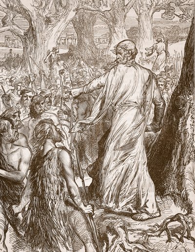 Britanyalıları Romalıların karaya çıkmasına karşı çıkmaya teşvik eden Druidler, Cassells Illustrated History of England