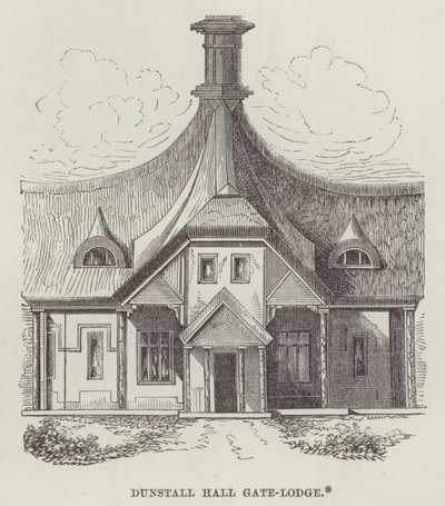 Dunstall Hall Kapısı-Köşkü (gravür) by English School