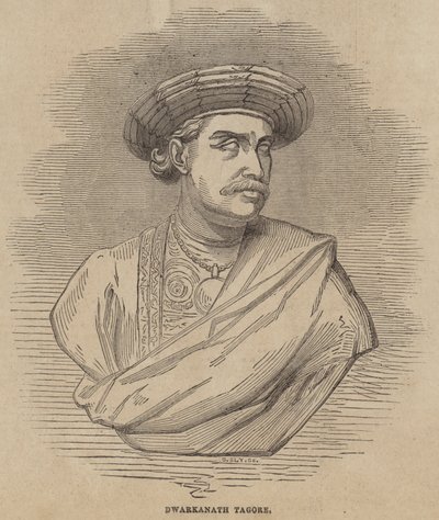 Dwarkanath Tagore (gravür) by English School