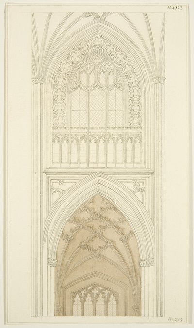 St Mary Redcliffe Güney Transept Doğu tarafı (kağıt üzerine kalem ve suluboya) by English School
