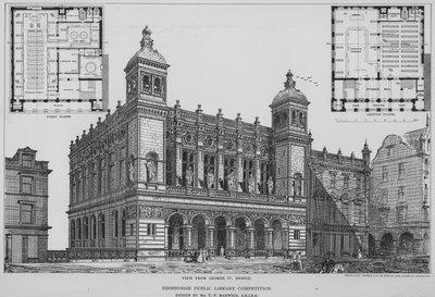 Edinburgh Halk Kütüphanesi Yarışması (gravür) by English School