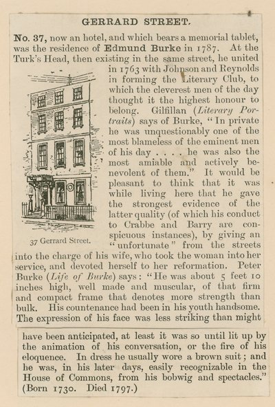 Edmund Burke ve 37 Gerrard Caddesi by English School
