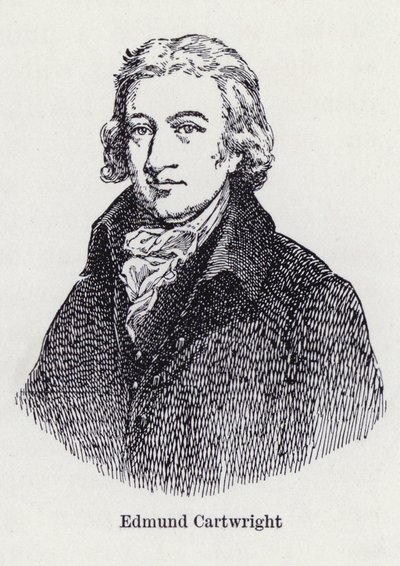 Edmund Cartwright, elektrikli dokuma tezgahının (litho) İngiliz mucidi by English School