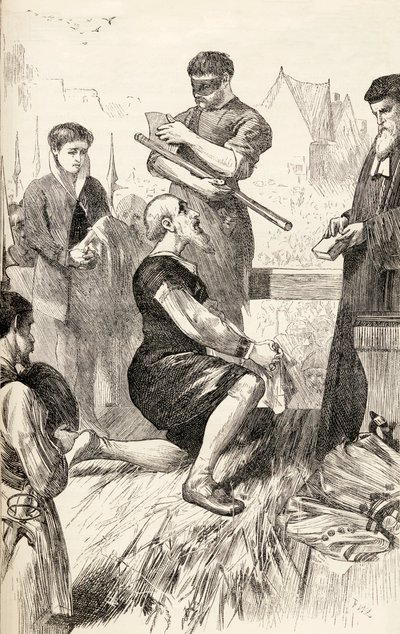 Edward Seymour, idamını bekleyen iskelede, c.1865 (ahşap oyma) by English School