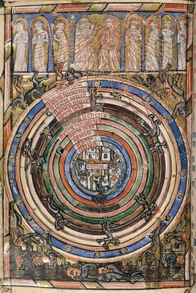 Egerton 2781, f.1v Cennet ve Cehennem Arasındaki Küreler Tablosu, 