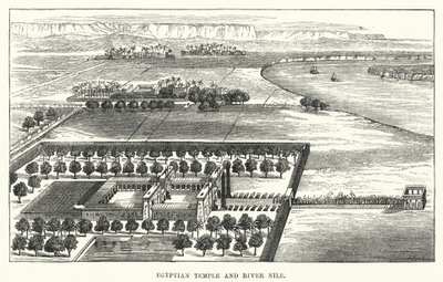 Mısır Tapınağı ve Nil Nehri (gravür) by English School