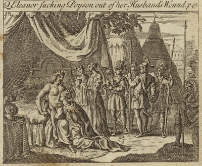 Kastilyalı Eleanor, İngiltere Kralı I. Edward'ın Kraliçe Eşi, kocasının yarasından zehir emerken, 1272 Acre'de bir suikast girişiminde bulundu. by English School