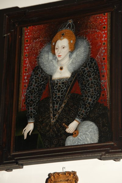 I. Elizabeth (1533-1603), yaklaşık 1590 (panel üzerine yağlıboya) by English School