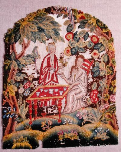 İşlemeli sandalye, c.1700 (tuval üzerine yün ve ipek) by English School