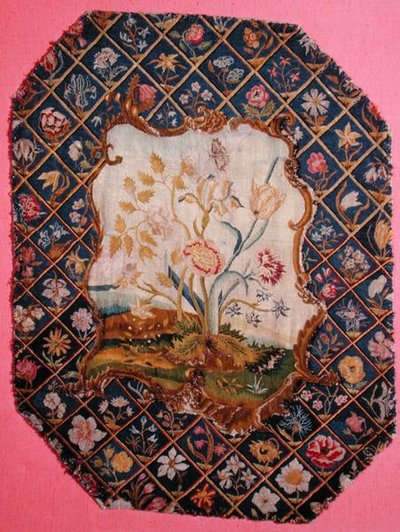Bir ateş perdesinden veya sandalye sırtından nakış, 18. yüzyılın ortaları (keten üzerine yün ve ipek) by English School