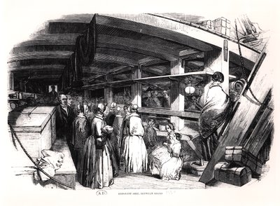 Göçmen gemisi, güverteler arası, 1850 by English School