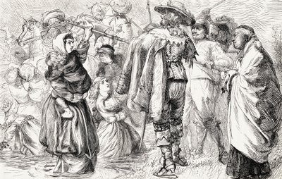 1641 İrlanda İsyanı sırasında İrlandalı Katolikler tarafından boğulan İngiliz Protestanlar, c.1865 (ahşap gravür) by English School
