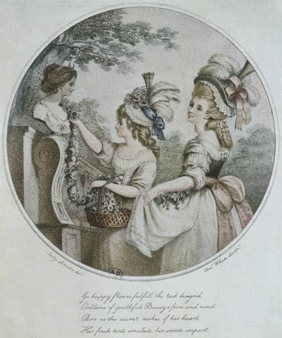 Charles White tarafından oyulmuş İngiliz saç modelleri (renkli gravür) by English School