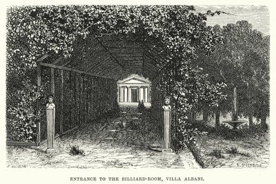 Bilardo Salonuna Giriş, Villa Albani (gravür) by English School