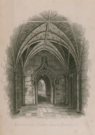 Deans Yard, Westminster Abbey, Londra'dan Cloisters'a giriş by English School