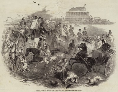Epsom Yarışları, "Derbi Günü", Parkurdan Çıkış (gravür) by English School