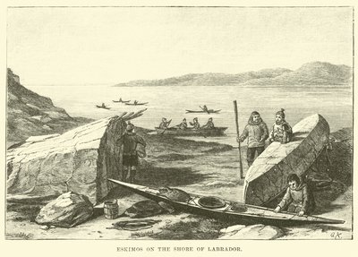 Labrador kıyısında Eskimolar by English School