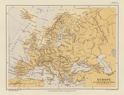 Buzul sonrası erken dönemlerde Avrupa (renkli lito) by English School