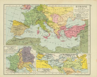 Charlemagne Çağında Avrupa (renkli taş baskı) by English School