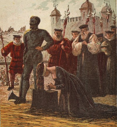 Leydi Jane Gray'in İnfazı, pub. 1890 (renkli litografi) by English School