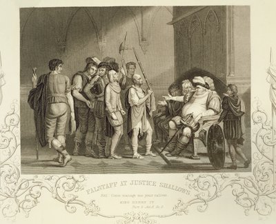 Falstaff at Justice Shallows, William Shakespeare (1564-1616) tarafından Henry IV (Bölüm 2) Act III Scene 2