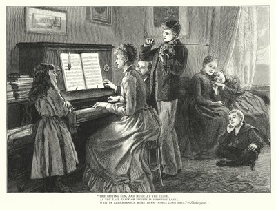 Aile birlikte müzik çalıyor (gravür) by English School