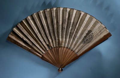 Bath haritasını gösteren yelpaze, c.1790 (basılı kağıt yaprak ve ahşap) by English School