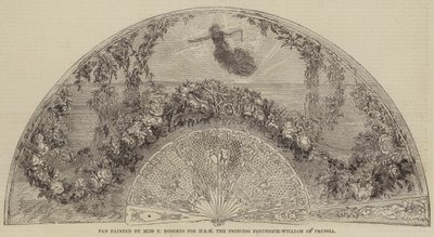 Prusya Prensesi Frederick-William SAİK için Bayan E Roberts tarafından boyanmış yelpaze (gravür) by English School