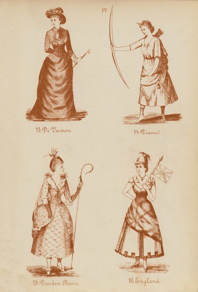 Süslü kıyafetler: Di Vernon, Diana, Dresden China, İngiltere (lito) by English School