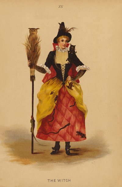 Süslü kıyafetler: Cadı (renkli taş baskı) by English School