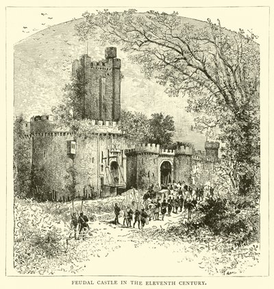 Onbirinci yüzyılda Feodal Kale by English School
