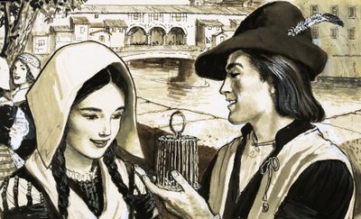 Florentine scene by English School