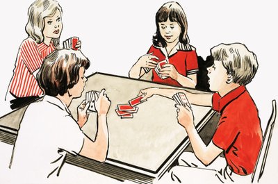 Kart oynayan dört çocuk by English School