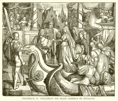 Frederick II, İngiltereli Gelini Isabella'yı karşılarken by English School