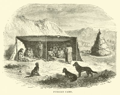 Fuegian Kampı, Tierra del Fuego, 1890 by English School