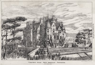 Fyndynate House, yakın Aberfeldy, Perthshire (gravür) by English School