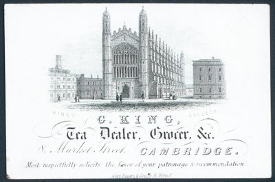 G King, çay satıcısı, bakkal vb, ticaret kartı by English School