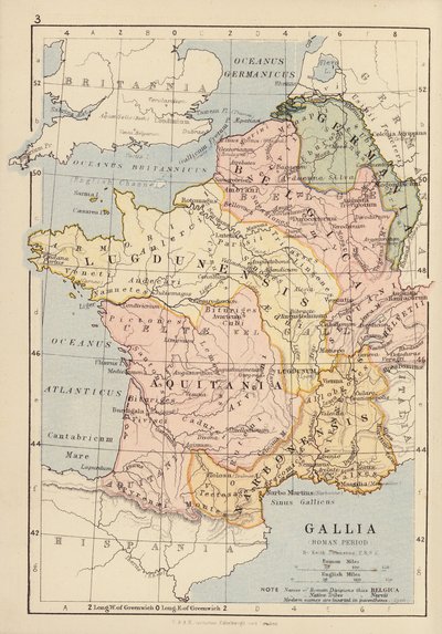 Gallia, Roma Dönemi (renkli lito) by English School