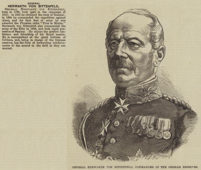 General Herwarth von Bittenfeld, Alman Yedek Kuvvetleri Komutanı (gravür) by English School