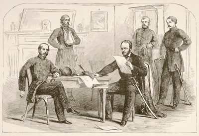 General Joseph Eggleston Johnston, Tennessee'deki Orduyu General William Tecumseh Sherman'a teslim etti (litho) by English School