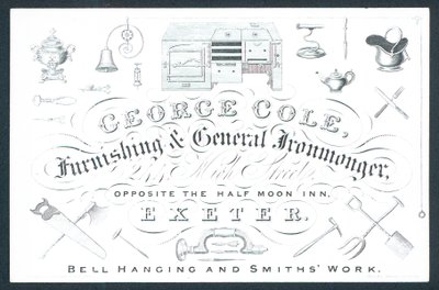 George Cole, furnishing and general ironmonger, trade card  by English School