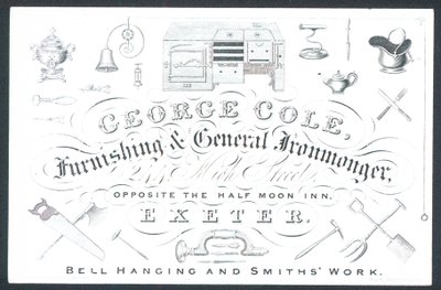 George Cole, mobilya ve genel hırdavatçı, ticaret kartı by English School