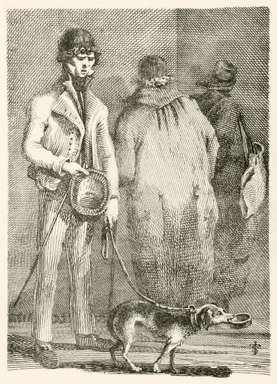 Ünlü kör dilenci George Dyball ve köpeği Nelson by English School