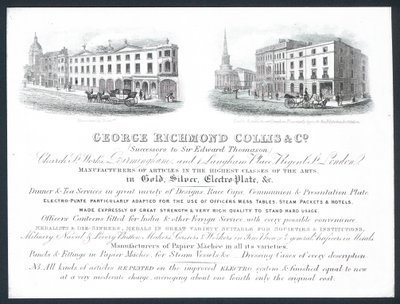George Richmond Collis & Co, ticari kart by English School