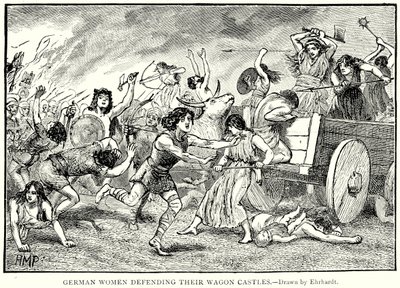 Vagon Kalelerini Savunan Alman Kadınlar (gravür) by English School