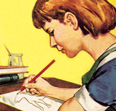 Kurşun kalemle çizim yapan kız by English School