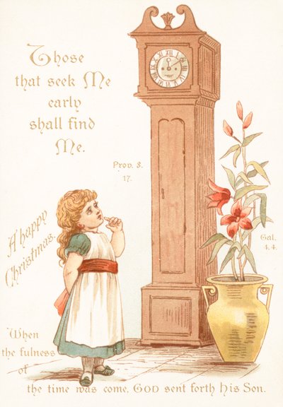 Büyükbaba saatine bakan kız, Noel kartı by English School